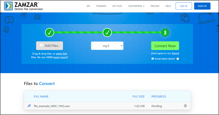 How to convert M4A to MP3 online using Zamzar